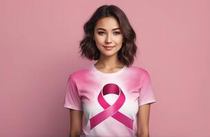 worl bröst cancer awarness dag. rosa tema band. ai generativ foto