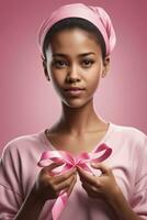 bröst cancer medvetenhet. världar bröst cancer dag rosa band tema. ai generativ foto