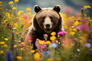 grizzly Björn mor och ungar. hd kvalitet rakapparat skarp bilder. ai generativ foto