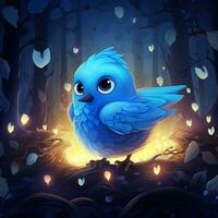 blå robin fågel söt animering tecknad serie foto