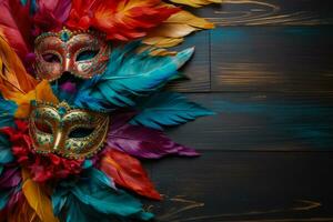 färgrik karneval parad på tropisk ny år eve bakgrund med tömma Plats för text foto
