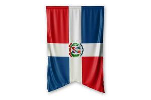 Dominikanska republiken flagga och vit bakgrund. - bild. foto