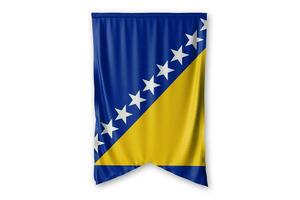 bosnien och herzeovien flagga och vit bakgrund. - bild. foto