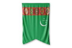 turkmenistan flagga och vit bakgrund. - bild. foto