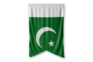 pakistan flagga och vit bakgrund. - bild. foto