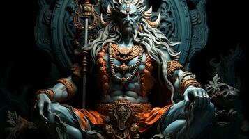 shiva hindu gudom staty i helig tempel Indien, ai genererad foto