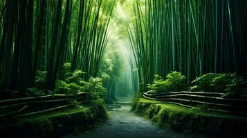 arashiyama bambu skog i kyoto japan ai genererad foto