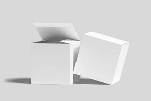 realistisk fyrkant låda förpackning illustration för mockup. 3d framställa. foto