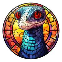 en närbild orm färgade glas fönster djur- vektor illustration konst bakgrund foto