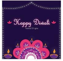 diwali affisch med diyas och sträng lampor foto