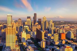 seattle city downtown skyline stadsbild i washington state, usa foto