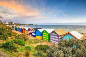 färgstarkt strandhus på Brighton Beach, Melbourne foto