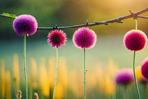 blommor på en gren i de Sol. ai-genererad foto