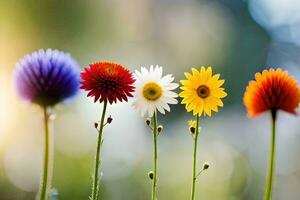 färgrik blommor i de Sol. ai-genererad foto