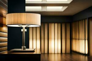 en lampa på en tabell i en rum. ai-genererad foto