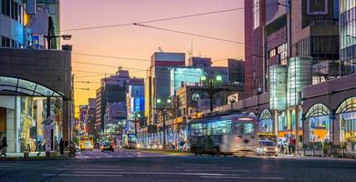 kagoshima centrum centrum, stadsbild i kyushu, japan foto