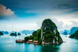 de skön landskap av halong bukt. ai-genererad foto