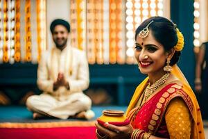 indisk bröllop fotografi i bangalore. ai-genererad foto