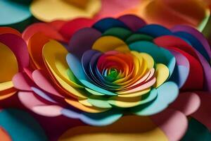 en stänga upp av en färgrik blomma. ai-genererad foto