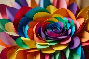 en färgrik blomma tillverkad ut av papper. ai-genererad foto