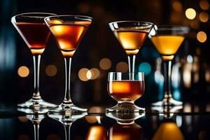 cocktails på en bar disken. ai-genererad foto
