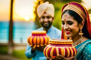 indisk bröllop i mumbai. ai-genererad foto