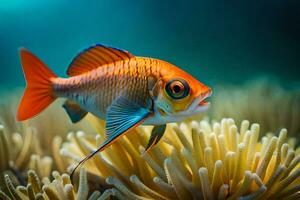 en fisk i ett under vattnet korall. ai-genererad foto