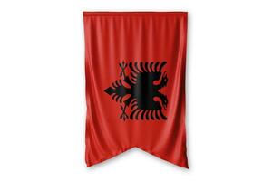 albania flagga och vit bakgrund. - bild. foto