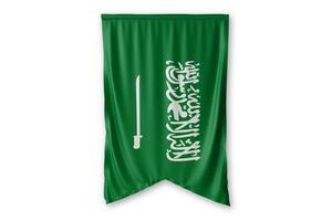 Saudiarabien flagga och vit bakgrund. - bild. foto