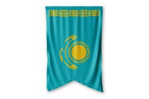 kazakhstan flagga och vit bakgrund. - bild. foto