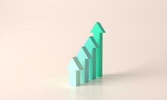 3d tolkning grön trappsteg steg till linje upp pil tillväxt Framgång. framsteg sätt och framåt- prestation. abstrakt pilar uppsättning isolerat på vit bakgrund. 3d former samling. minimal kreativ begrepp foto