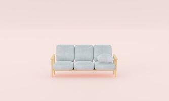 samtida chic 3d tolkning av en minimalistisk soffa med eleganta Hem dekorationer - idealisk för elegant och modern interiörer på rosa pastell bakgrund foto