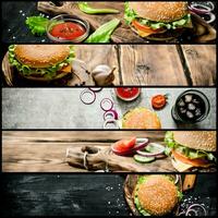 mat collage av burger . foto