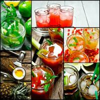 mat collage av färsk cocktails . foto