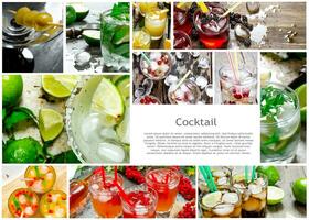 mat collage av färsk cocktails . foto