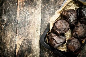choklad färsk muffins . foto