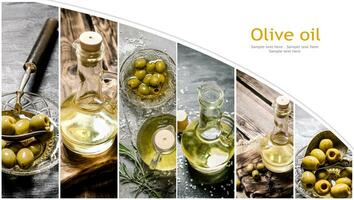mat collage av oliv olja . foto