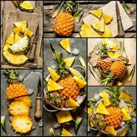 mat collage av färsk ananas. foto