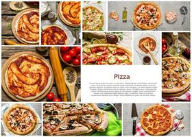 mat collage av pizza. foto