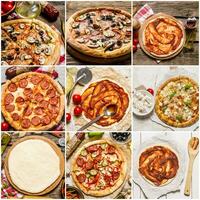 mat collage av pizza. foto