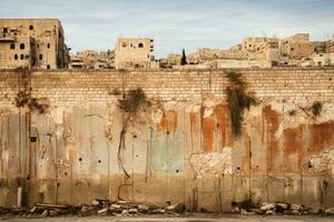 eroderade väggar tyst berättande berättelser av elasticitet i dividerat öst jerusalem foto