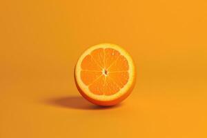 färsk orange skiva på en gul bakgrund foto