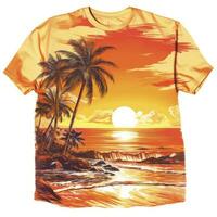 tropisk solnedgång för t-shirt design. ai genererad foto