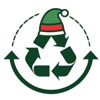 återvinning symbol med santa hatt för eco jul foto