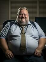 en fett man bär en slips generativ ai foto