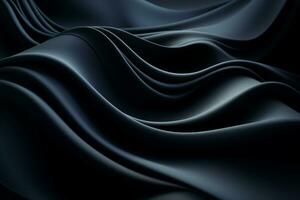 3d tolkning av en svart tyg med vågor generativ ai foto