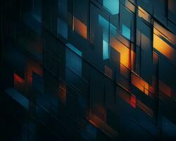 ett abstrakt bakgrund med orange och blå lampor generativ ai foto