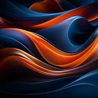 ett orange och blå abstrakt bakgrund med vågig rader generativ ai foto