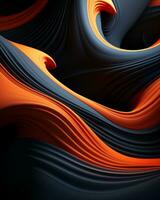 ett abstrakt bakgrund med orange och svart vågor generativ ai foto