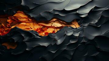 abstrakt tapet med orange och svart virvlar generativ ai foto